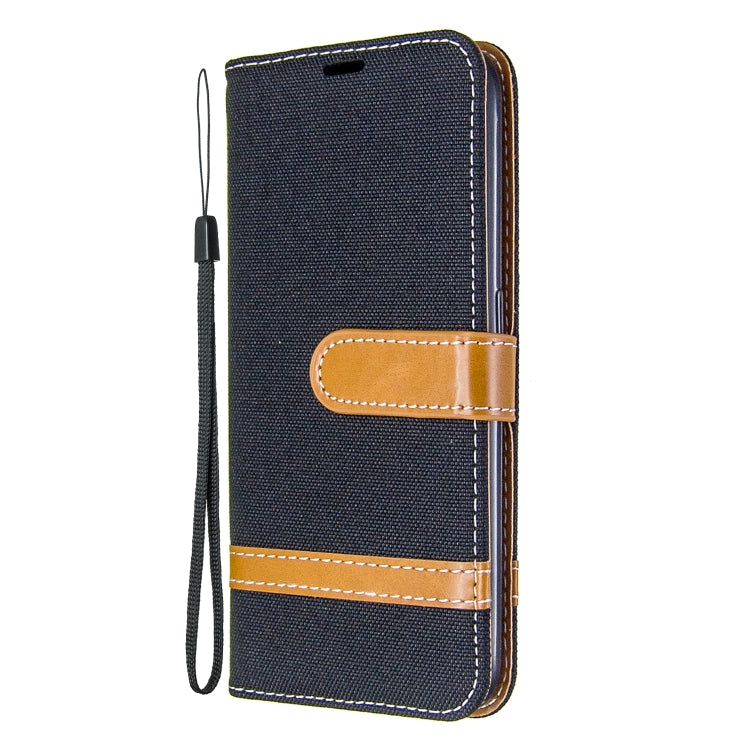 For Galaxy A01 Color Matching Denim Texture Horizontal Flip Leather Case with Holder & Card Slots & Wallet & Lanyard
