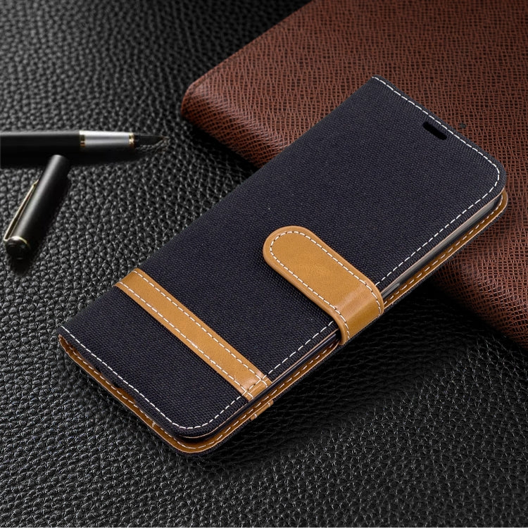 For Galaxy A01 Color Matching Denim Texture Horizontal Flip Leather Case with Holder & Card Slots & Wallet & Lanyard