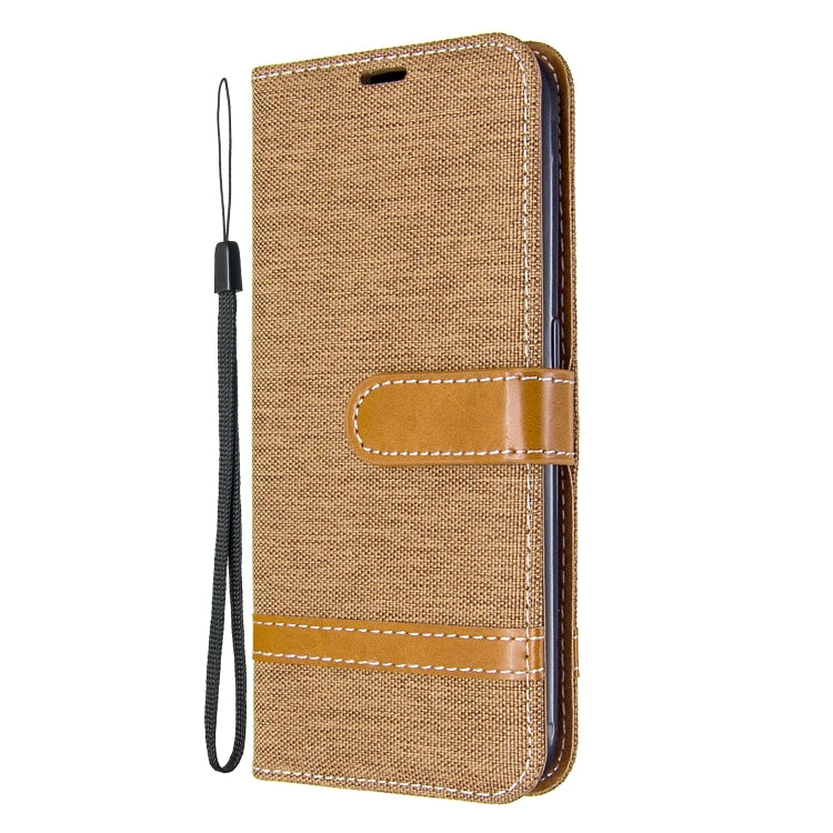 For Galaxy A01 Color Matching Denim Texture Horizontal Flip Leather Case with Holder & Card Slots & Wallet & Lanyard