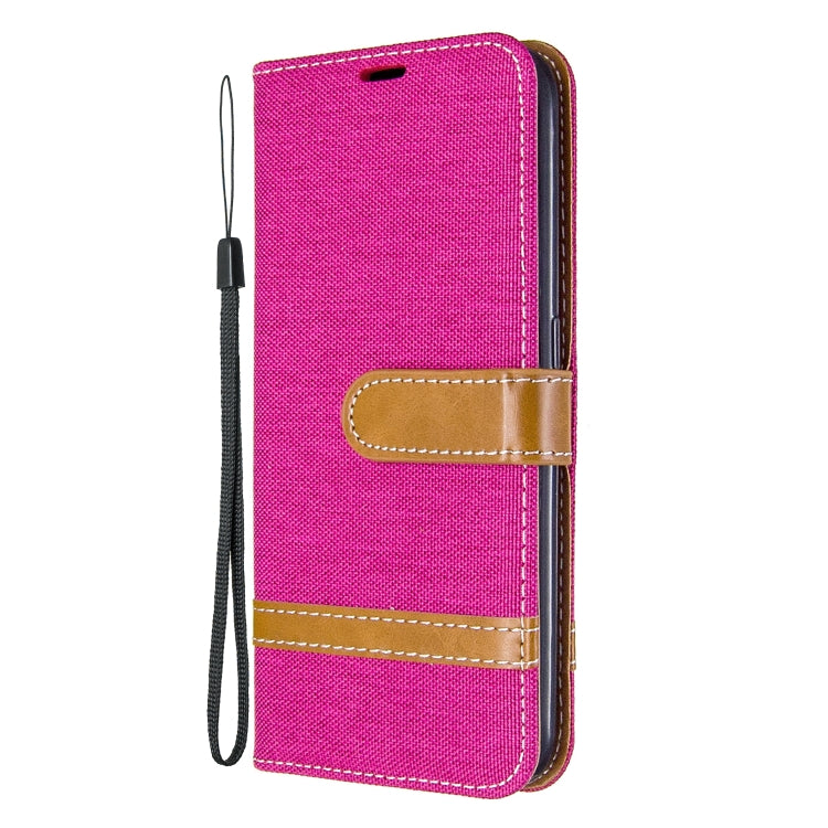 For Galaxy A01 Color Matching Denim Texture Horizontal Flip Leather Case with Holder & Card Slots & Wallet & Lanyard