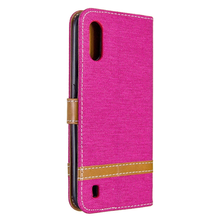 For Galaxy A01 Color Matching Denim Texture Horizontal Flip Leather Case with Holder & Card Slots & Wallet & Lanyard