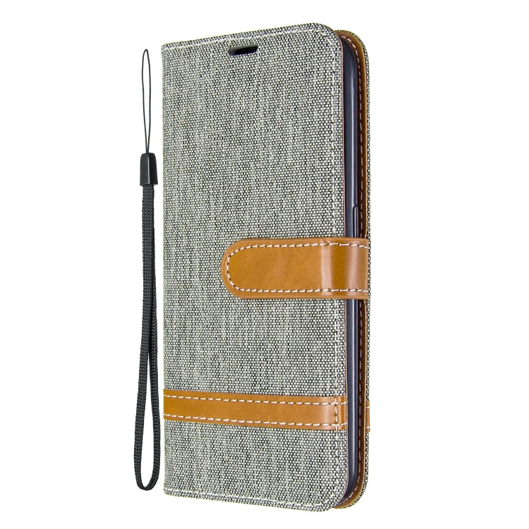 For Galaxy A01 Color Matching Denim Texture Horizontal Flip Leather Case with Holder & Card Slots & Wallet & Lanyard