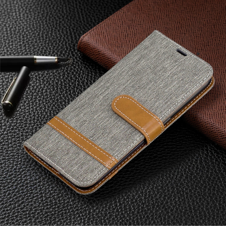 For Galaxy A01 Color Matching Denim Texture Horizontal Flip Leather Case with Holder & Card Slots & Wallet & Lanyard