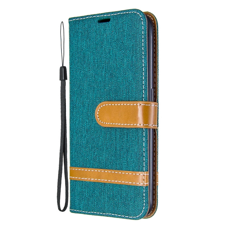 For Galaxy A01 Color Matching Denim Texture Horizontal Flip Leather Case with Holder & Card Slots & Wallet & Lanyard