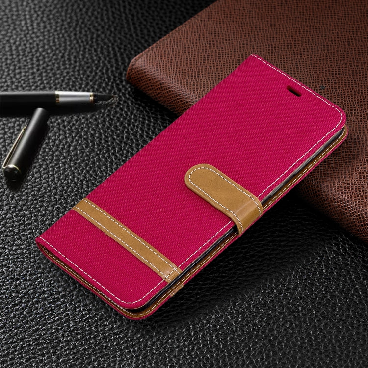 For Galaxy A21 Color Matching Denim Texture Horizontal Flip Leather Case with Holder & Card Slots & Wallet & Lanyard