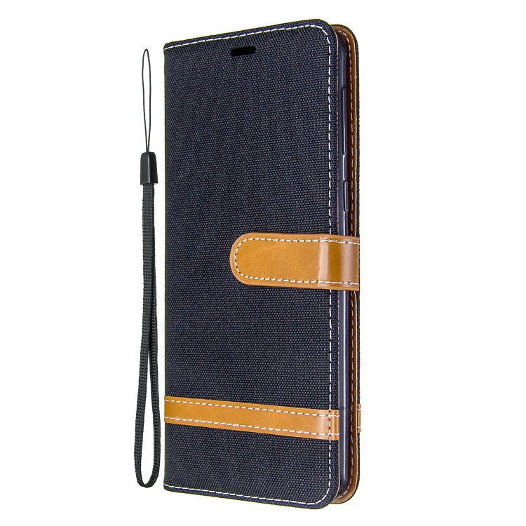 For Galaxy A21 Color Matching Denim Texture Horizontal Flip Leather Case with Holder & Card Slots & Wallet & Lanyard