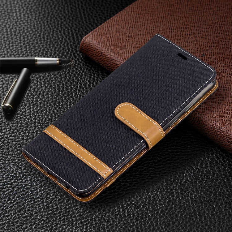 For Galaxy A21 Color Matching Denim Texture Horizontal Flip Leather Case with Holder & Card Slots & Wallet & Lanyard