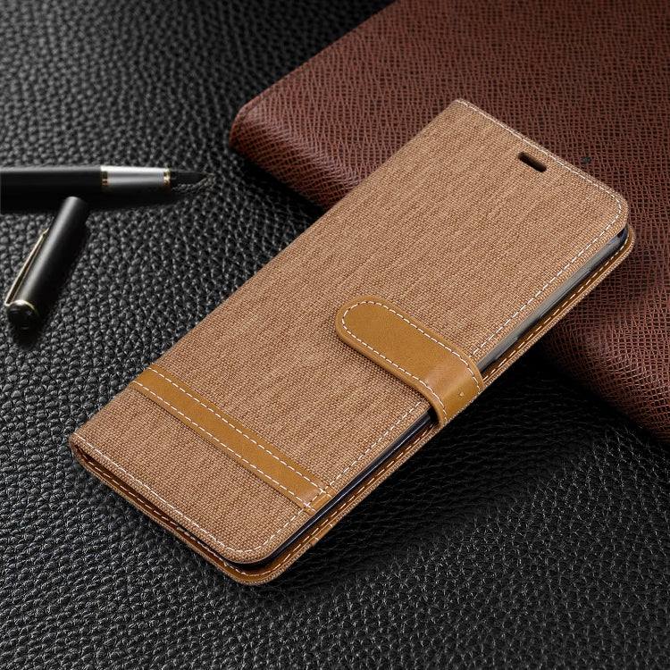 For Galaxy A21 Color Matching Denim Texture Horizontal Flip Leather Case with Holder & Card Slots & Wallet & Lanyard