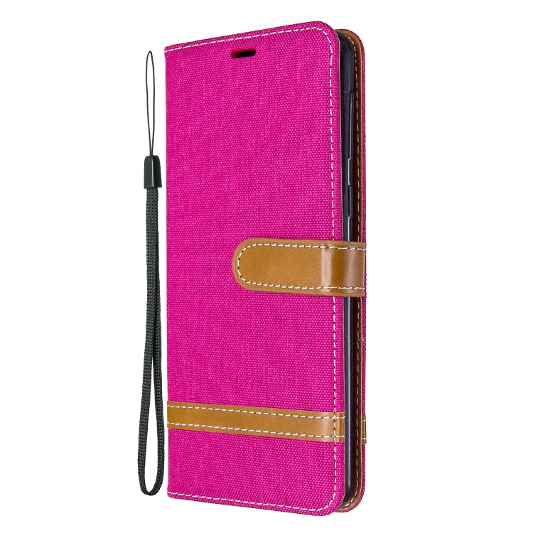 For Galaxy A21 Color Matching Denim Texture Horizontal Flip Leather Case with Holder & Card Slots & Wallet & Lanyard