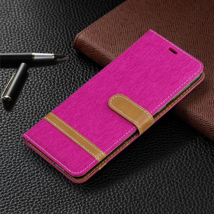 For Galaxy A21 Color Matching Denim Texture Horizontal Flip Leather Case with Holder & Card Slots & Wallet & Lanyard