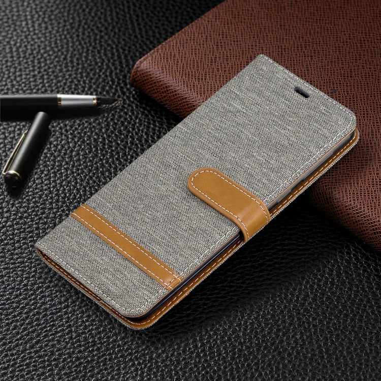 For Galaxy A21 Color Matching Denim Texture Horizontal Flip Leather Case with Holder & Card Slots & Wallet & Lanyard