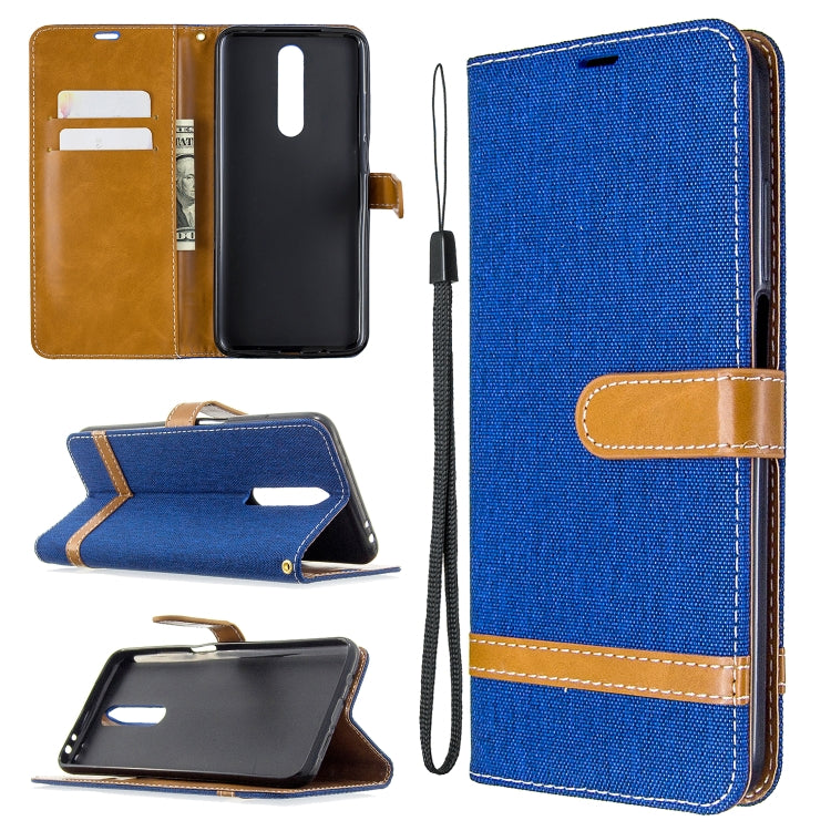 For Xiaomi Redmi K30 Color Matching Denim Texture Horizontal Flip Leather Case with Holder & Card Slots & Wallet & Lanyard