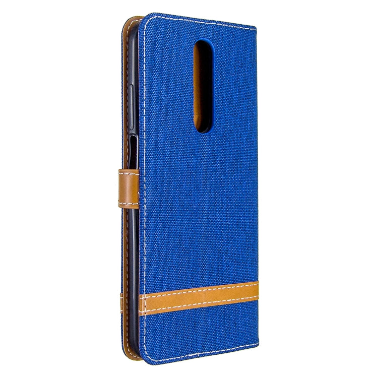 For Xiaomi Redmi K30 Color Matching Denim Texture Horizontal Flip Leather Case with Holder & Card Slots & Wallet & Lanyard