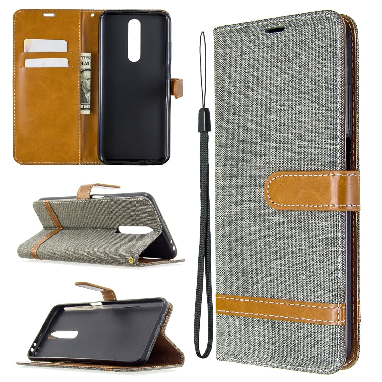 For Xiaomi Redmi K30 Color Matching Denim Texture Horizontal Flip Leather Case with Holder & Card Slots & Wallet & Lanyard