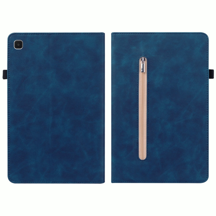 For Samsung Galaxy Tab A7 Lite T220 Skin Feel Solid Color Zipper Leather Tablet Case