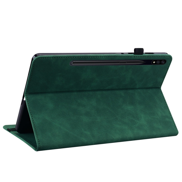 For Samsung Galaxy Tab S7 / S8 Skin Feel Solid Color Zipper Leather Tablet Case