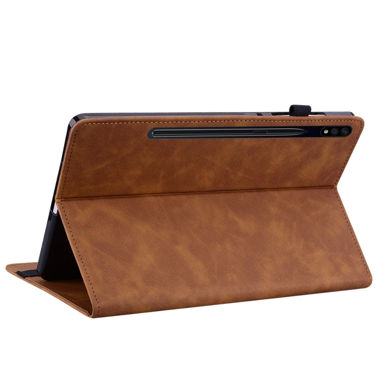 For Samsung Galaxy Tab S7 / S8 Skin Feel Solid Color Zipper Leather Tablet Case