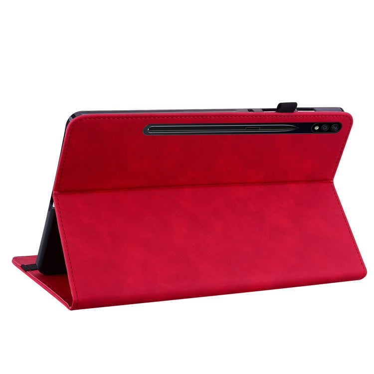 For Samsung Galaxy Tab S7+ / S8+ Skin Feel Solid Color Zipper Leather Tablet Case