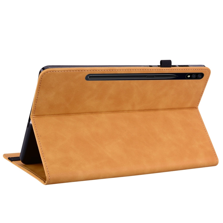 For Samsung Galaxy Tab S7+ / S8+ Skin Feel Solid Color Zipper Leather Tablet Case