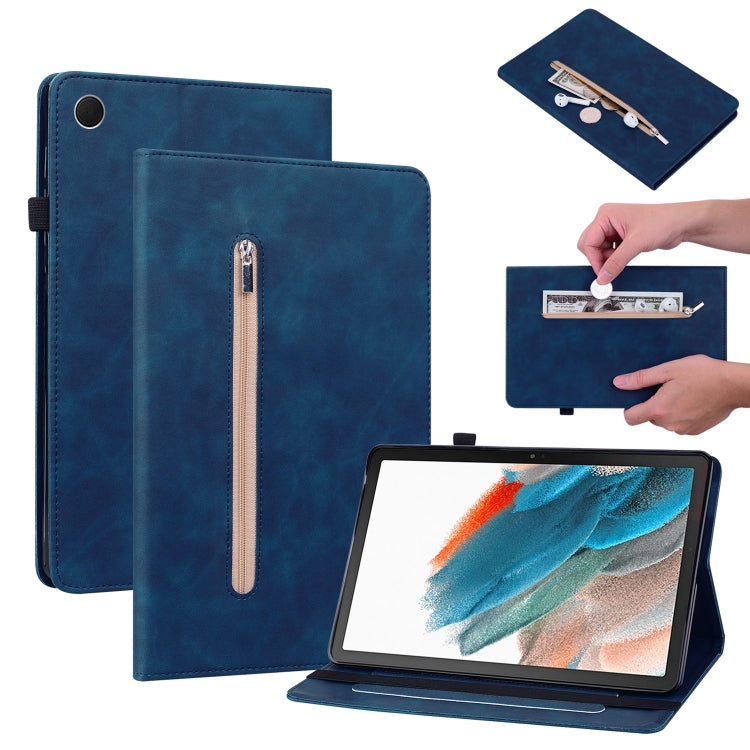 For Samsung Galaxy Tab Ð8 10.5 SM-X200 Skin Feel Solid Color Zipper Leather Tablet Case