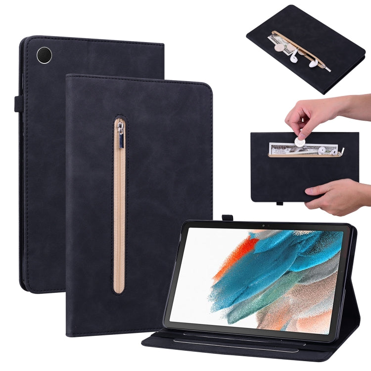 For Samsung Galaxy Tab Ð8 10.5 SM-X200 Skin Feel Solid Color Zipper Leather Tablet Case