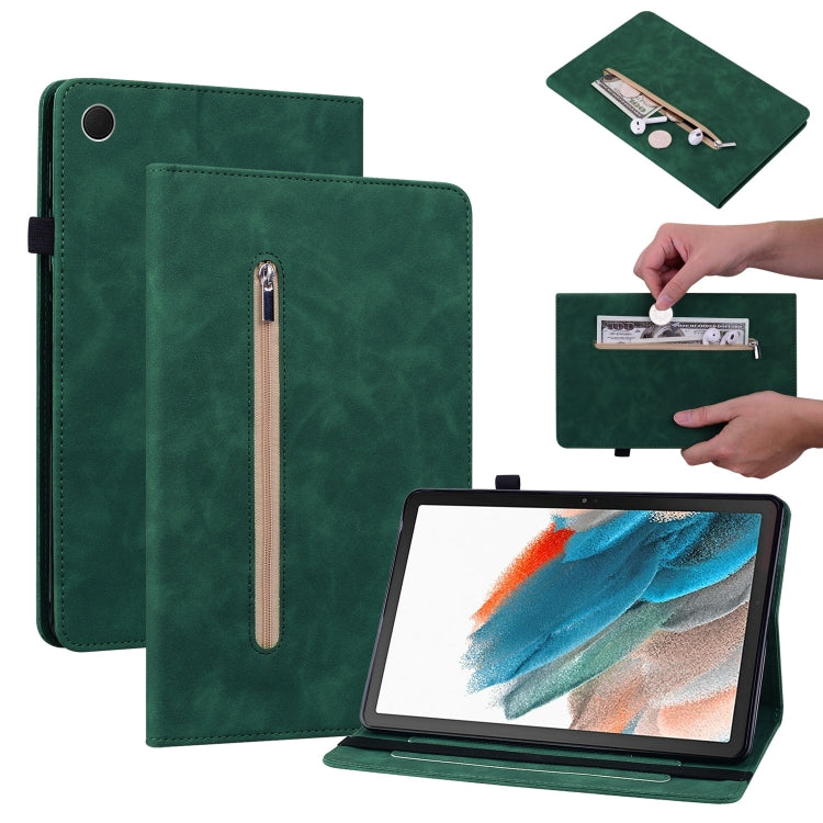For Samsung Galaxy Tab Ð8 10.5 SM-X200 Skin Feel Solid Color Zipper Leather Tablet Case