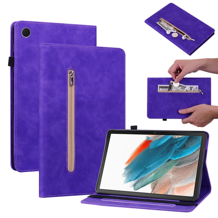 For Samsung Galaxy Tab Ð8 10.5 SM-X200 Skin Feel Solid Color Zipper Leather Tablet Case