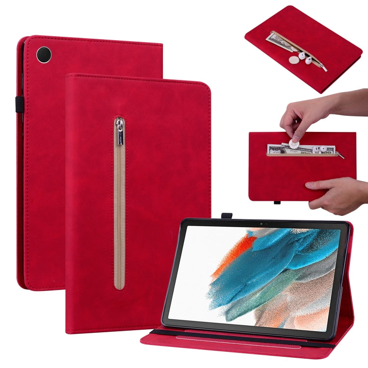 For Samsung Galaxy Tab Ð8 10.5 SM-X200 Skin Feel Solid Color Zipper Leather Tablet Case