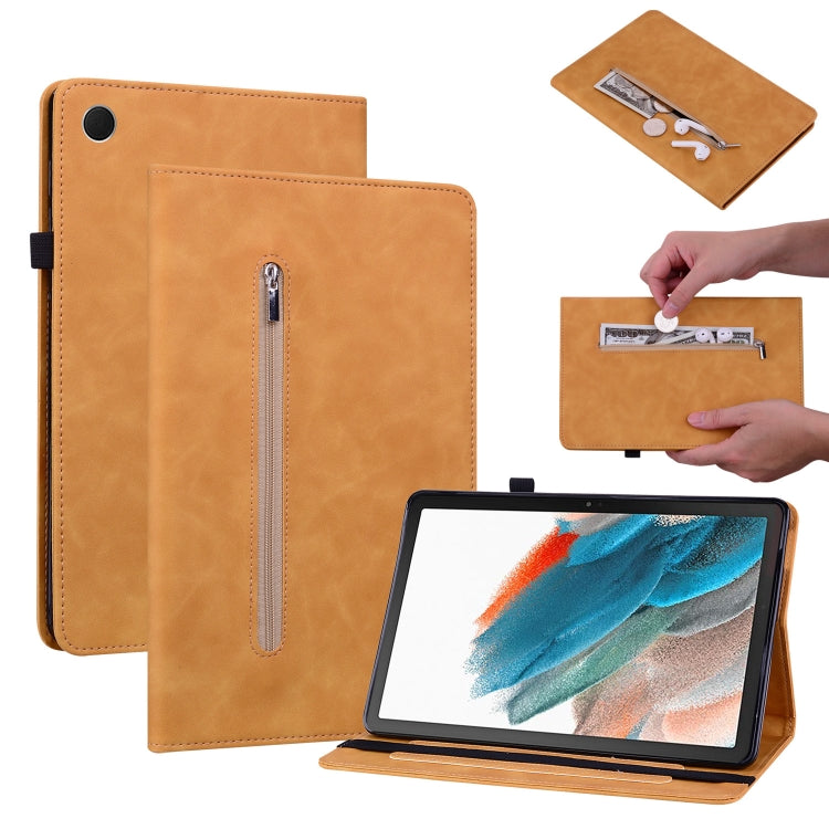 For Samsung Galaxy Tab Ð8 10.5 SM-X200 Skin Feel Solid Color Zipper Leather Tablet Case