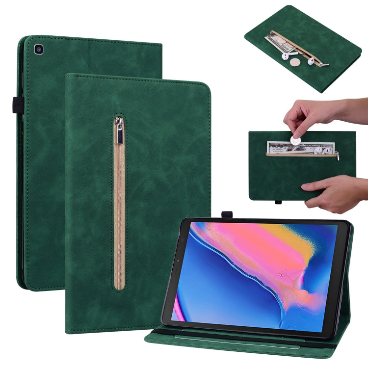 For Samsung Tab A 8.0 2019 8.0 T290 Skin Feel Solid Color Zipper Leather Tablet Case