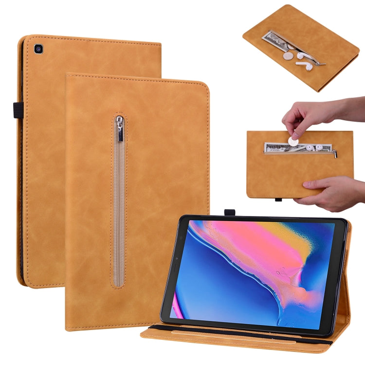 For Samsung Tab A 8.0 2019 8.0 T290 Skin Feel Solid Color Zipper Leather Tablet Case