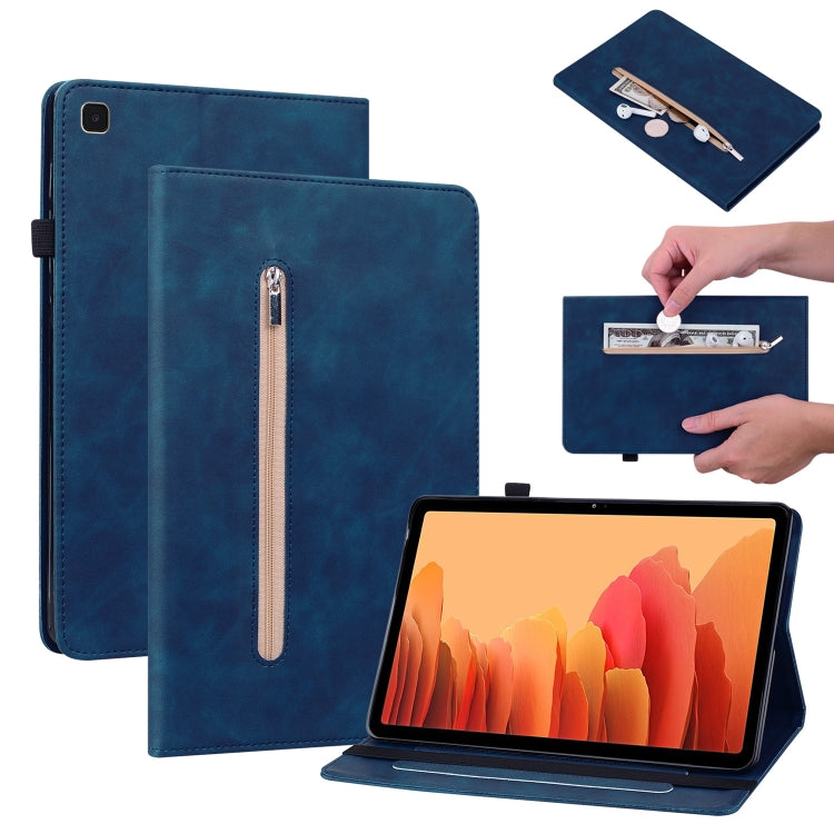 For Samsung Galaxy Tab A7 10.4 2020 SM-T500 Skin Feel Solid Color Zipper Smart Leather Tablet Case