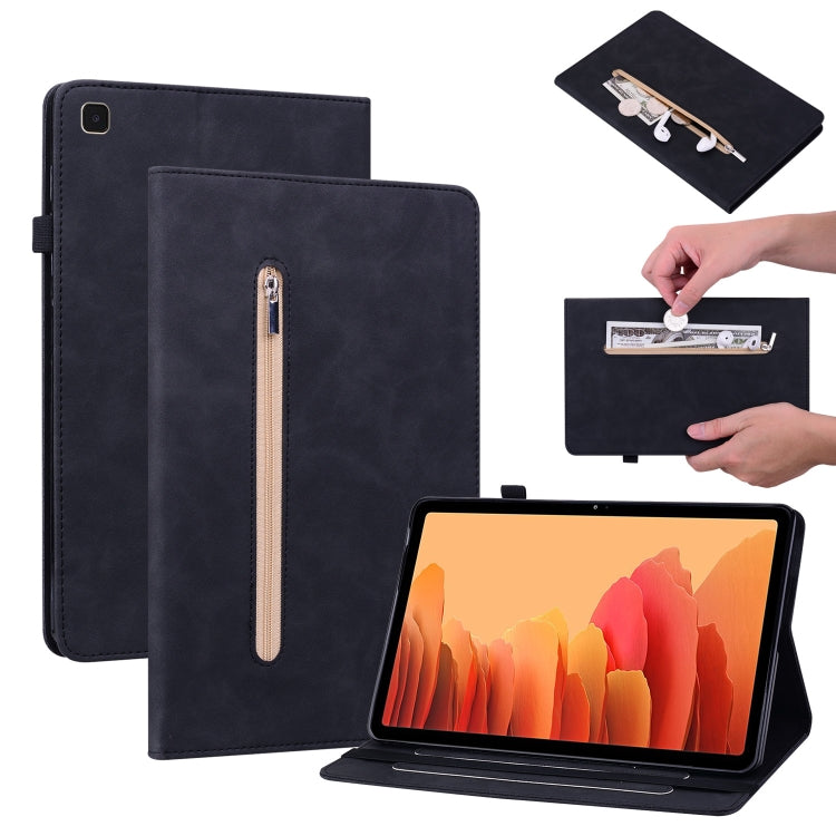 For Samsung Galaxy Tab A7 10.4 2020 SM-T500 Skin Feel Solid Color Zipper Smart Leather Tablet Case