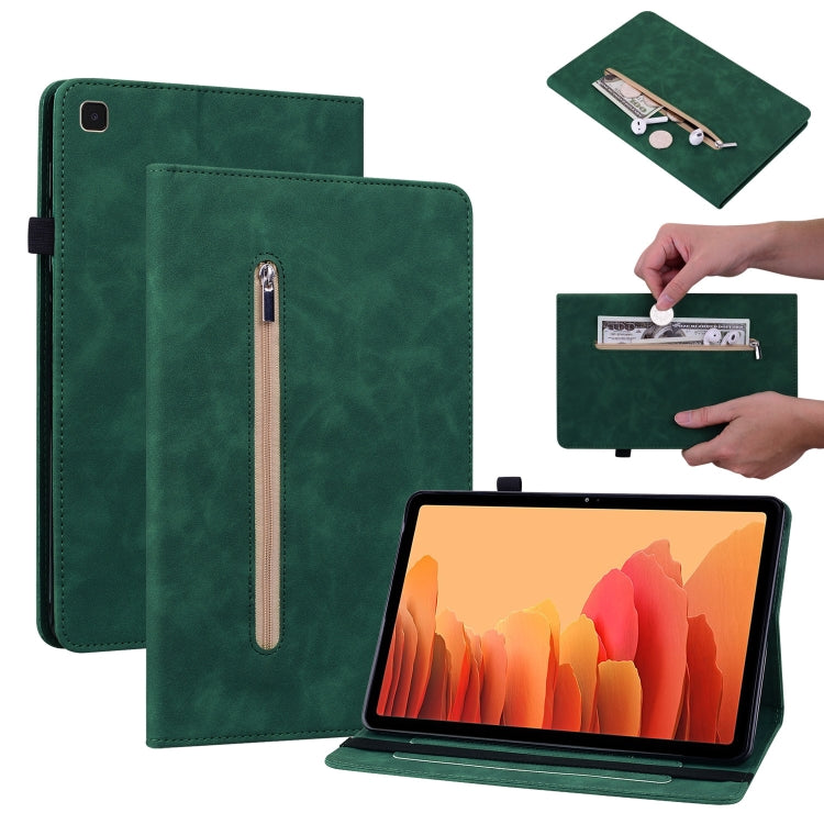 For Samsung Galaxy Tab A7 10.4 2020 SM-T500 Skin Feel Solid Color Zipper Smart Leather Tablet Case