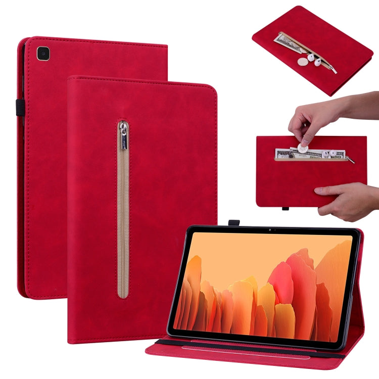 For Samsung Galaxy Tab A7 10.4 2020 SM-T500 Skin Feel Solid Color Zipper Smart Leather Tablet Case