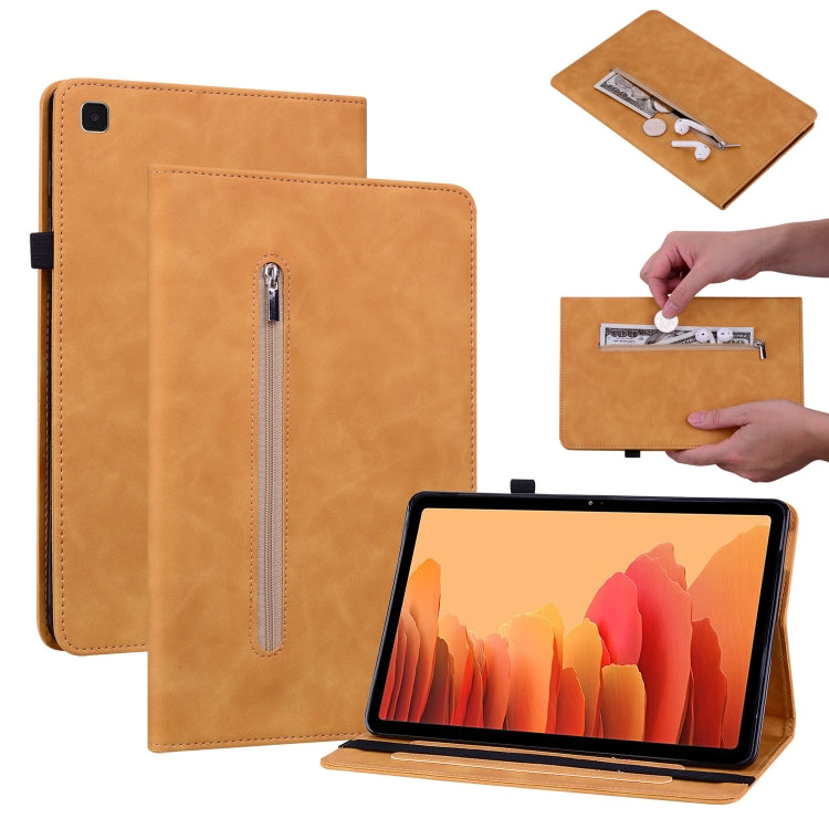 For Samsung Galaxy Tab A7 10.4 2020 SM-T500 Skin Feel Solid Color Zipper Smart Leather Tablet Case