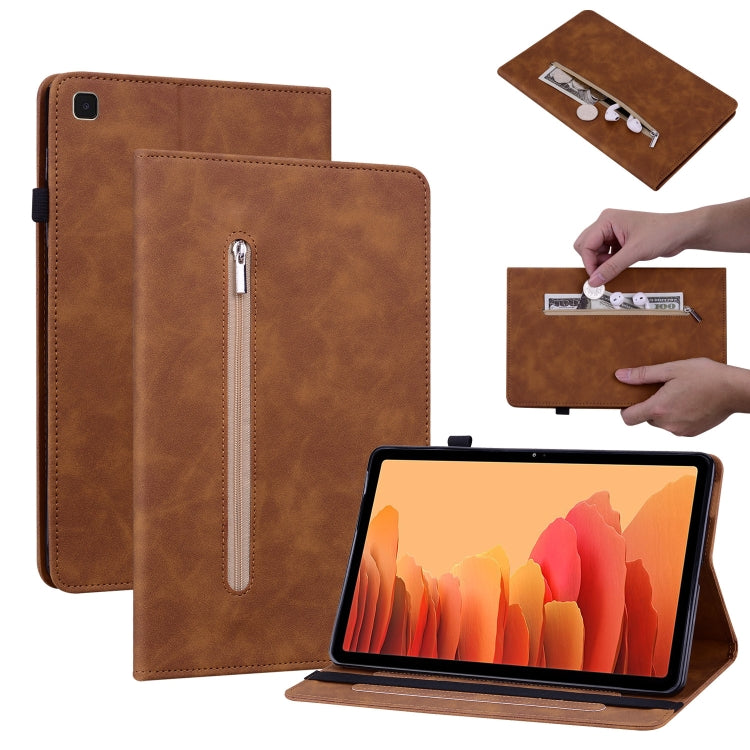 For Samsung Galaxy Tab A7 10.4 2020 SM-T500 Skin Feel Solid Color Zipper Smart Leather Tablet Case