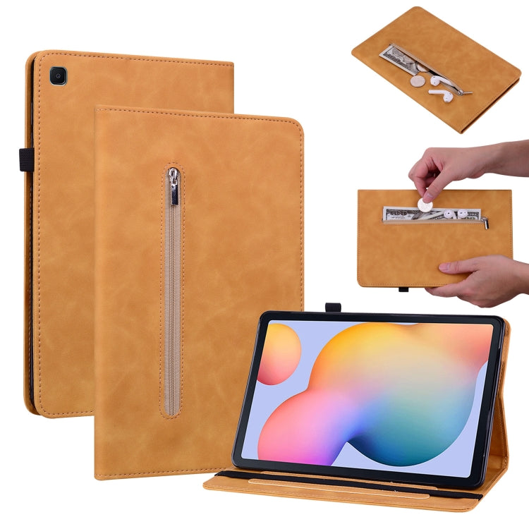 For Samsung Galaxy Tab S6 Lite SM-P610 Skin Feel Solid Color Zipper Smart Leather Tablet Case