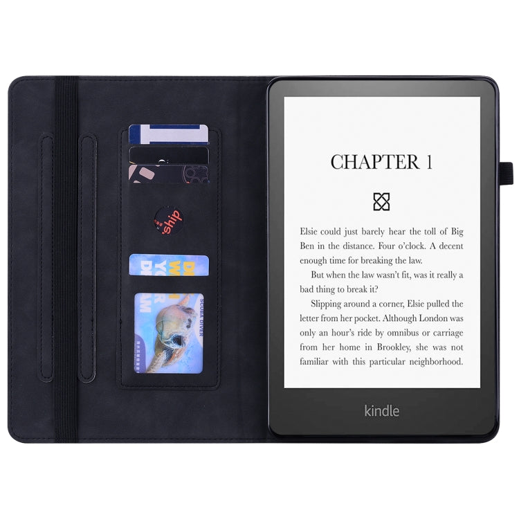 For Amazon Kindle Paperwhite 5 2021 Skin Feel Solid Color Zipper Smart Leather Tablet Case