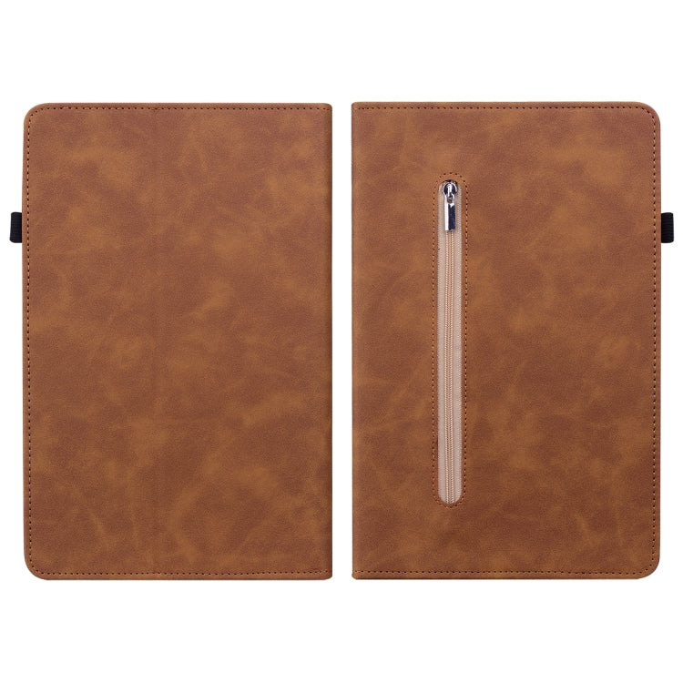 For Amazon Kindle Paperwhite 5 2021 Skin Feel Solid Color Zipper Smart Leather Tablet Case