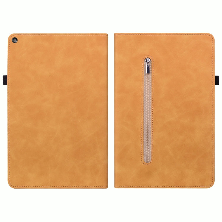 For Amazon Kindle HD 10 2019 / 2017 Skin Feel Solid Color Zipper Smart Leather Tablet Case