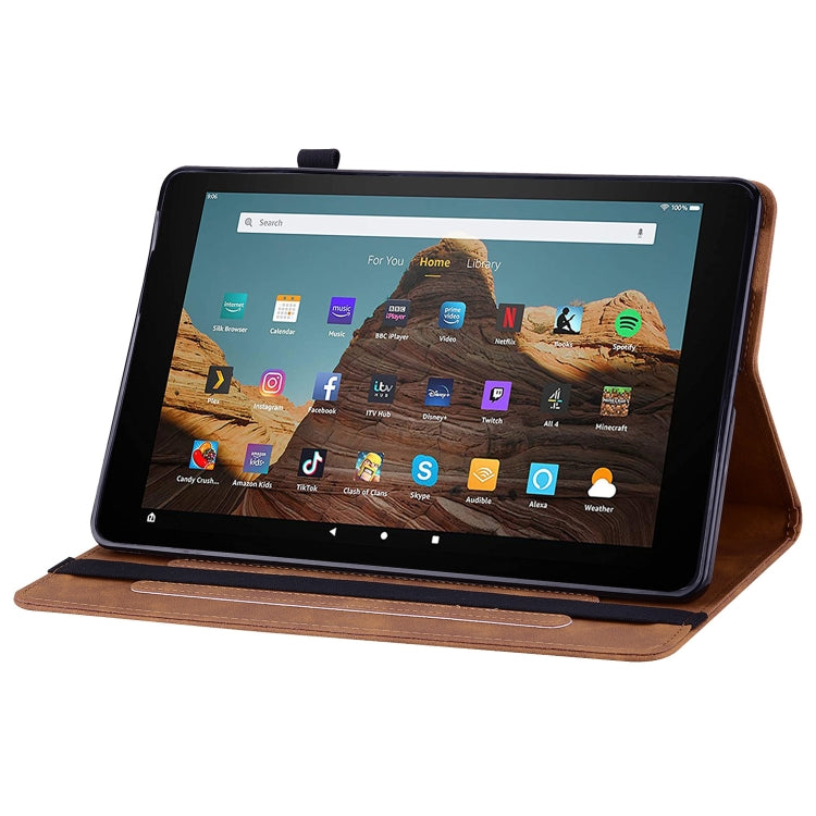 For Amazon Kindle HD 10 2019 / 2017 Skin Feel Solid Color Zipper Smart Leather Tablet Case