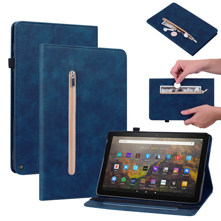For Amazon Kindle HD 8 2020 Skin Feel Solid Color Zipper Smart Leather Tablet Case