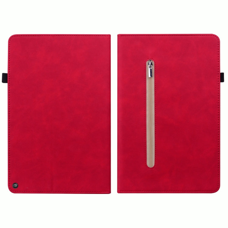 For Amazon Kindle HD 8 2020 Skin Feel Solid Color Zipper Smart Leather Tablet Case