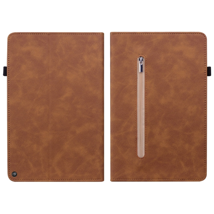 For Amazon Kindle HD 10 2021 / HD 10 Plus 2021 Skin Feel Solid Color Zipper Smart Leather Tablet Case