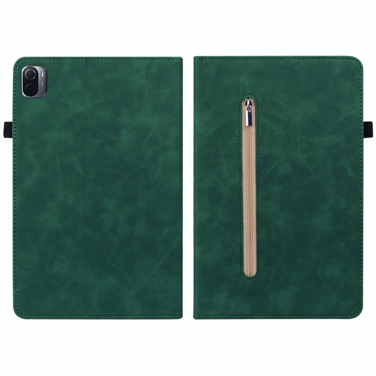 For Xiaomi Pad 5 Pro / Pad 5 Skin Feel Solid Color Zipper Smart Leather Tablet Case