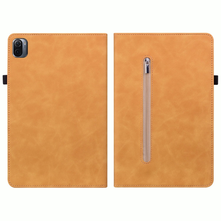 For Xiaomi Pad 5 Pro / Pad 5 Skin Feel Solid Color Zipper Smart Leather Tablet Case