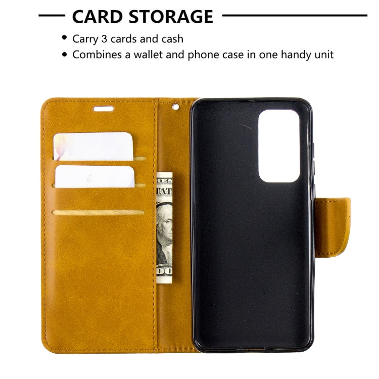 For Huawei P40 Retro Lambskin Texture Pure Color Horizontal Flip PU Leather Case with Holder & Card Slots & Wallet & Lanyard
