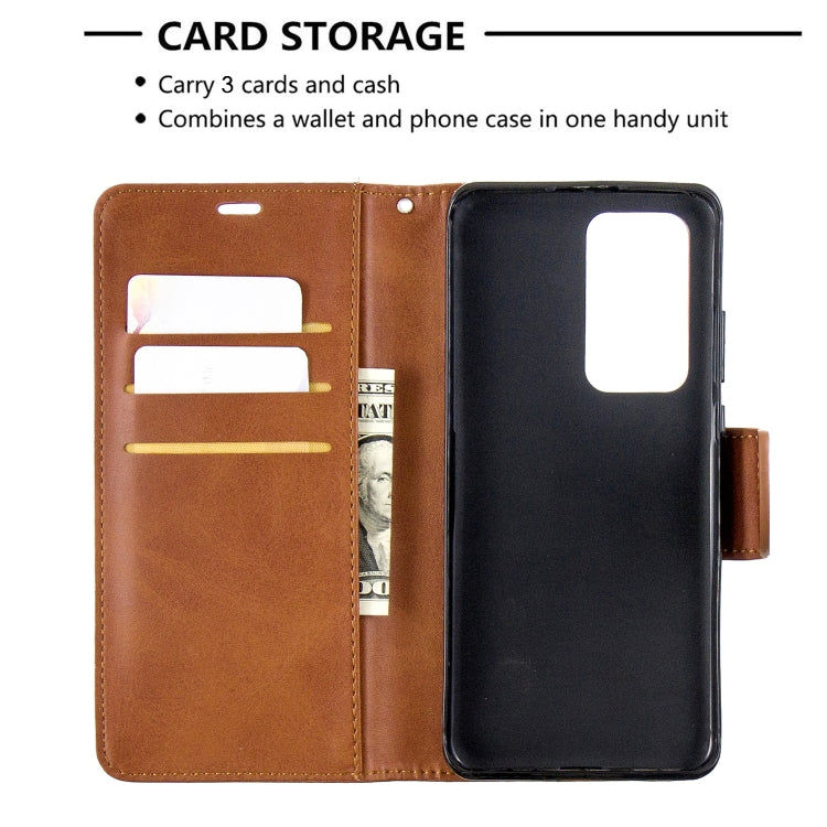 For Huawei P40 Pro Retro Lambskin Texture Pure Color Horizontal Flip PU Leather Case with Holder & Card Slots & Wallet & Lanyard