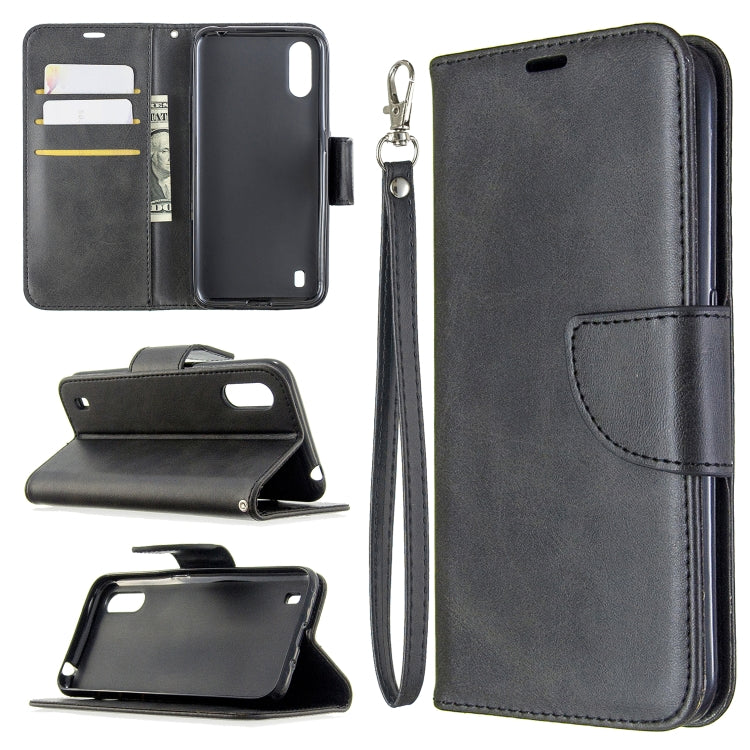For Galaxy A01 Retro Lambskin Texture Pure Color Horizontal Flip PU Leather Case with Holder & Card Slots & Wallet & Lanyard